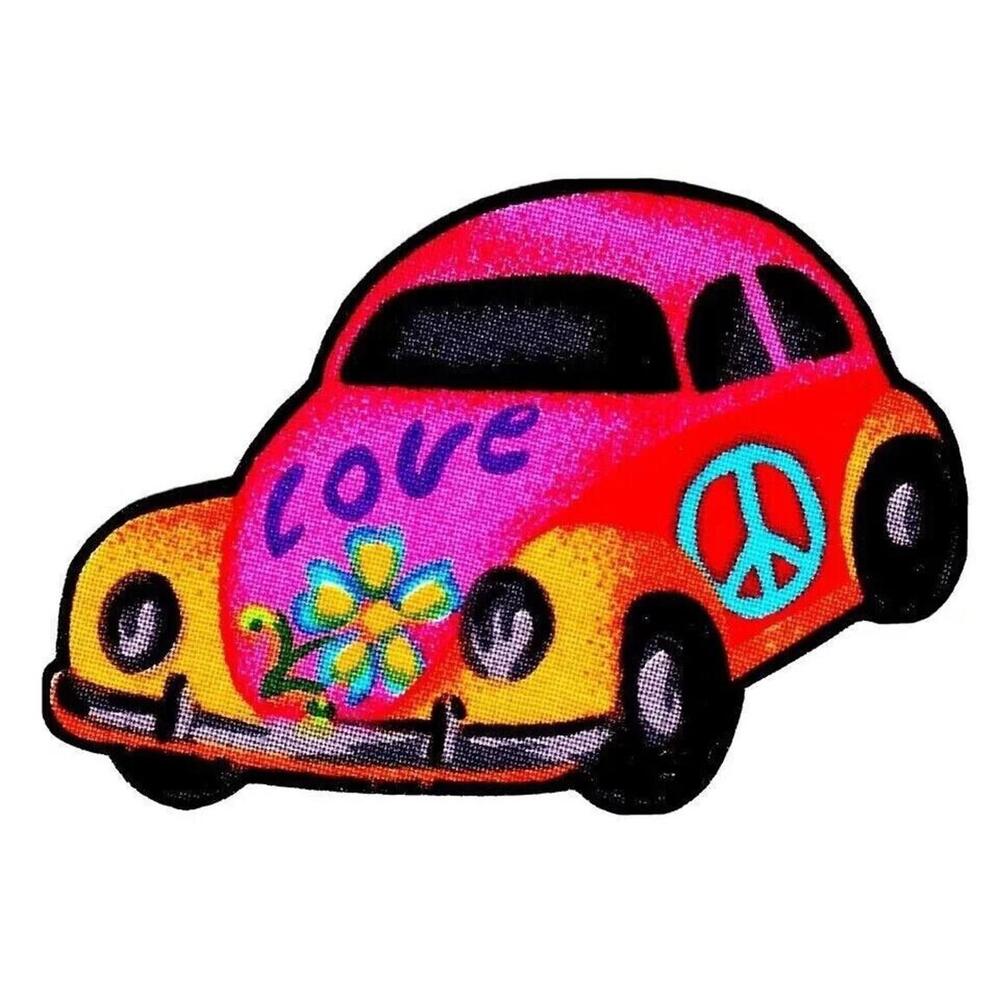 Car Buggy fabric Applique Iron On peace love flower Not embroidered 3 inch new